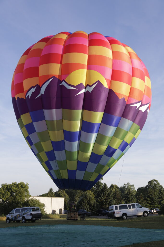 Special cut * inlayed mountain artwork on a Cameron A-type hot air balloon