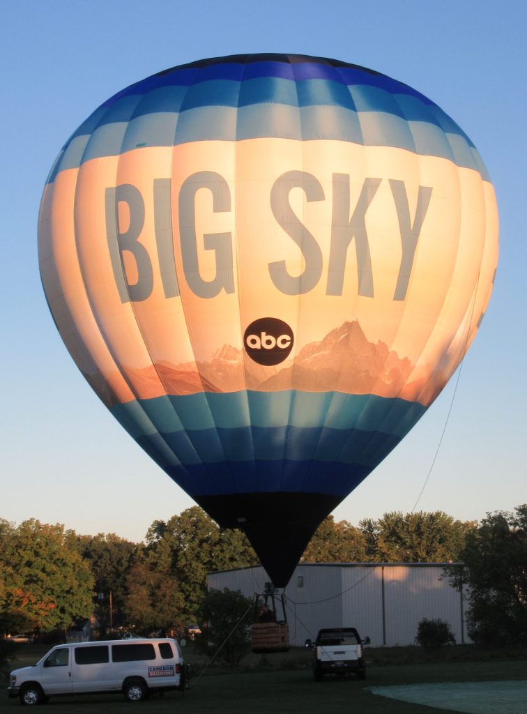 Cameron Z-type hot air balloon with Big Sky ABC custom branding
