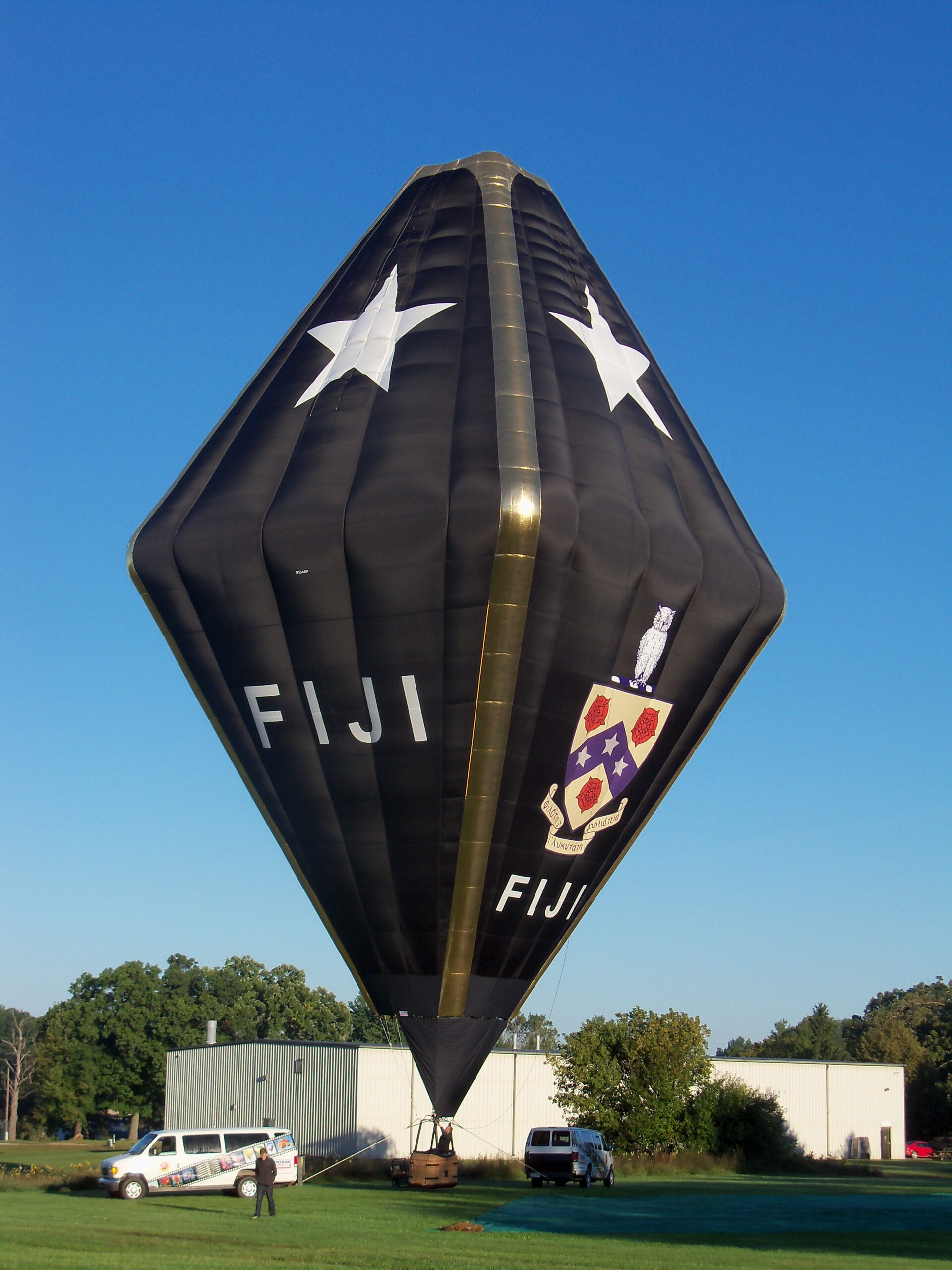 Fiji special shape Cameron hot air balloon on ground