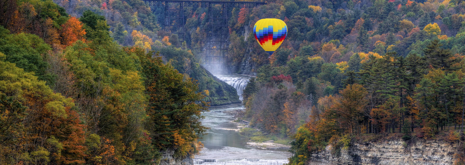 Hot Air Balloons over Vallee Middle Falls