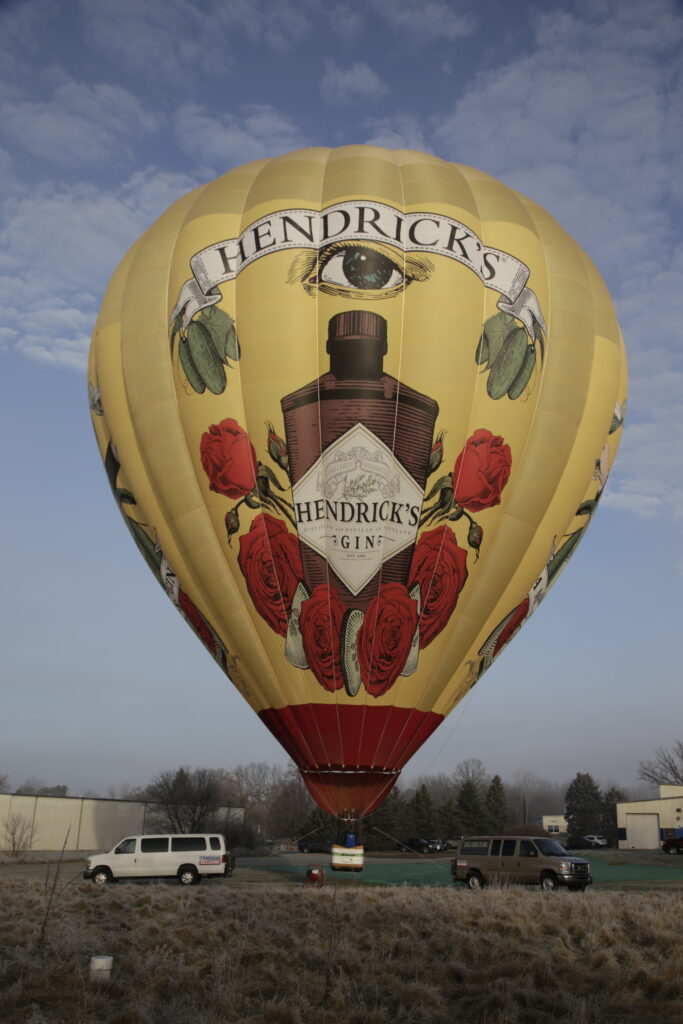 Cameron Z-300 hot air balloon with Hendrick's Gin custom branding