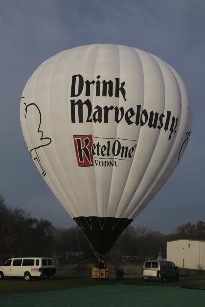 Custom appliqued Ketel One logo and artwork on a Cameron Z-90 hot air balloon