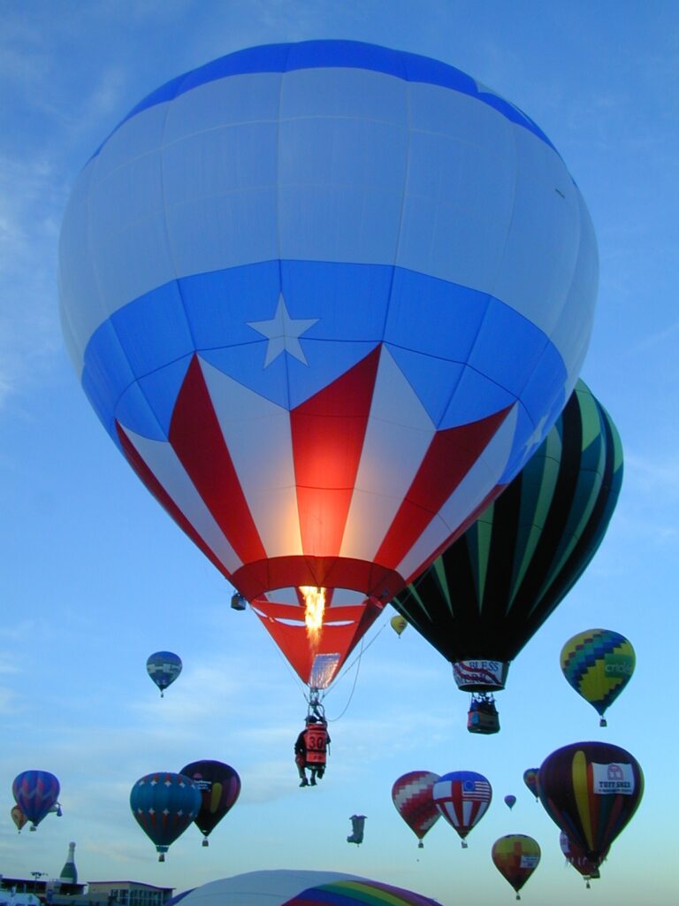 Cameron M-34 hot air balloon taking off in Albuquerque