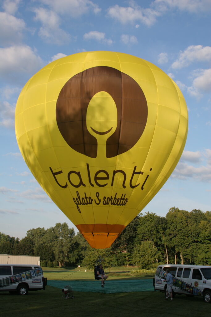 Cameron M-34 hot air balloon with custom Talenti gelato and sorbetto branding