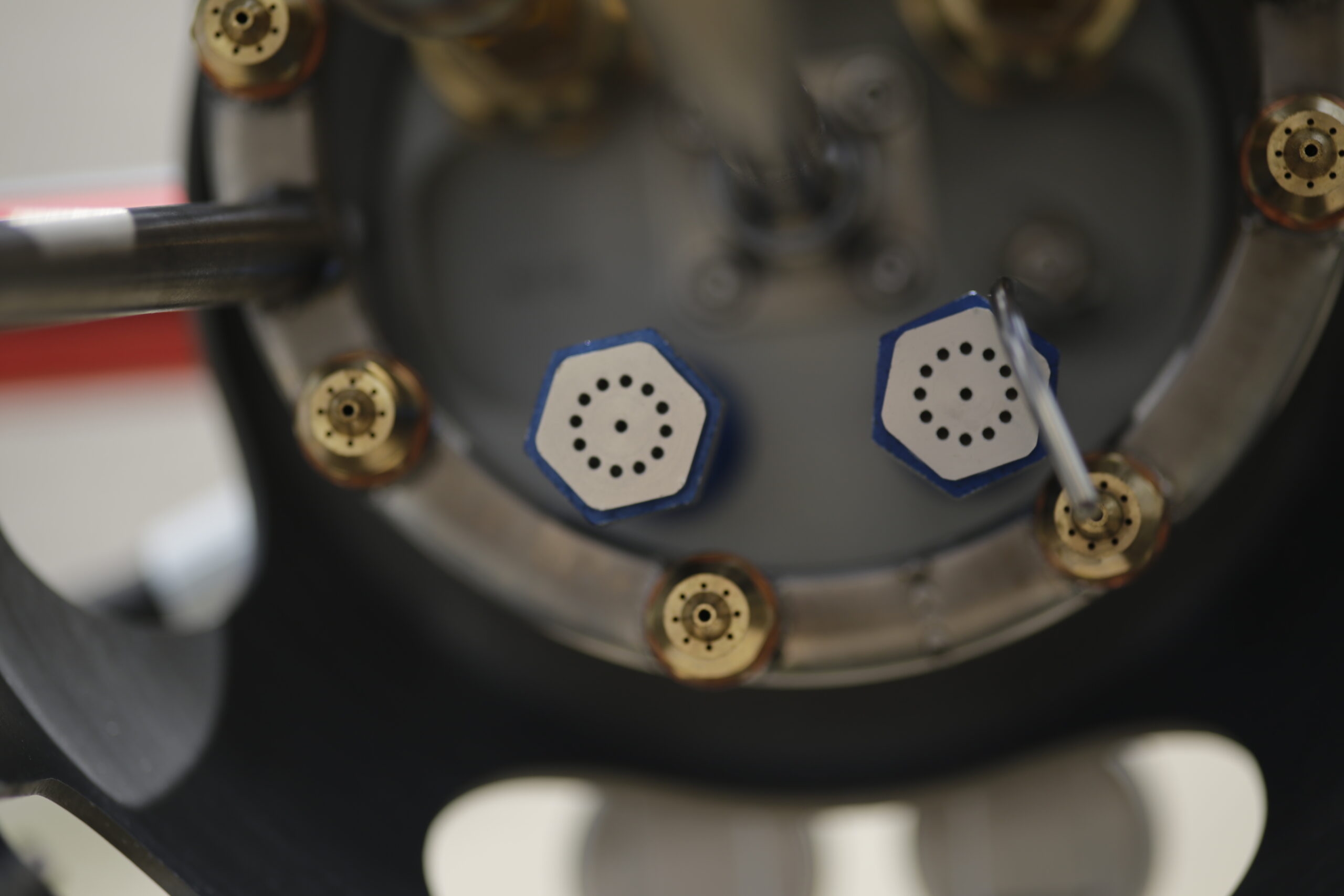 Close up of independent blast valve and whisper jets on a single Cameron Neo hot air balloon burner