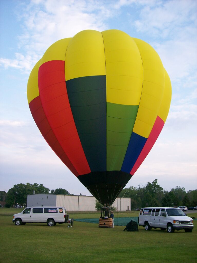 Cameron O-77 hot air balloon on ground