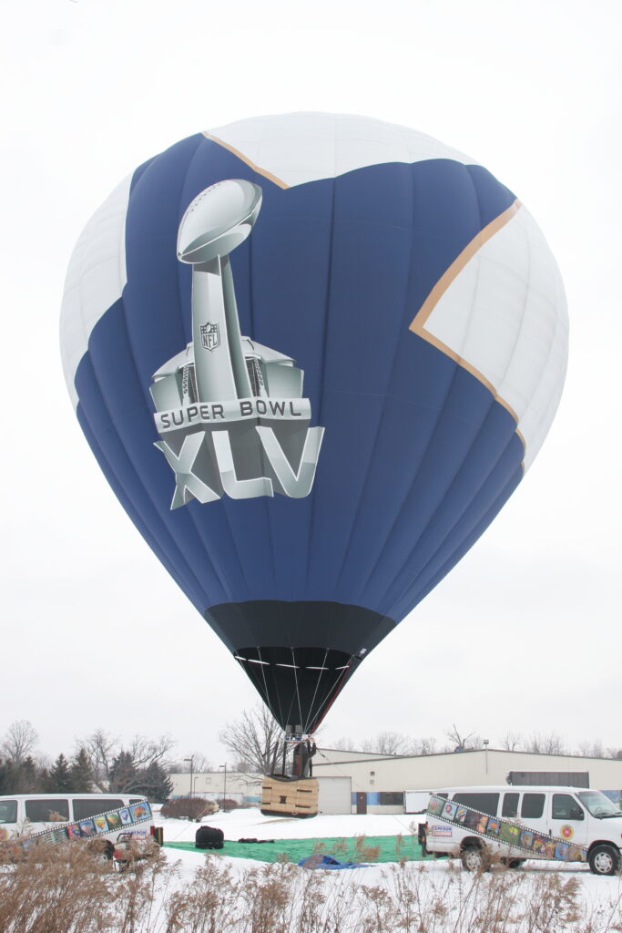 Cameron Z-type hot air balloon with Super Bowl XLV custom branding