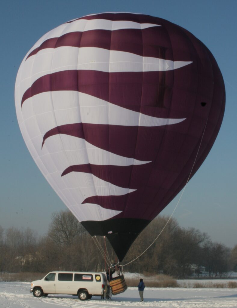 Custom special cut artwork on a Cameron Z-90 hot air balloon