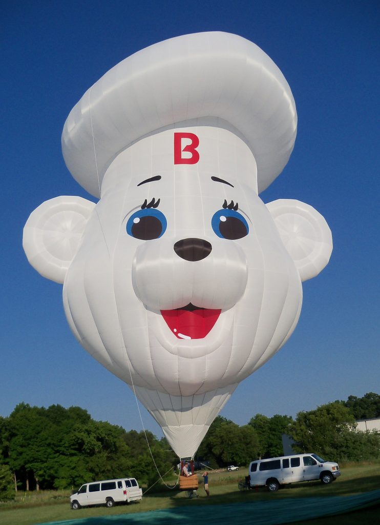 Bimbo Bear special shape Cameron hot air balloon on ground
