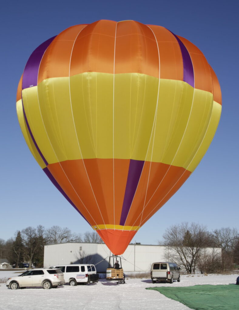 Cameron C-100 hot air balloon inflated on ground