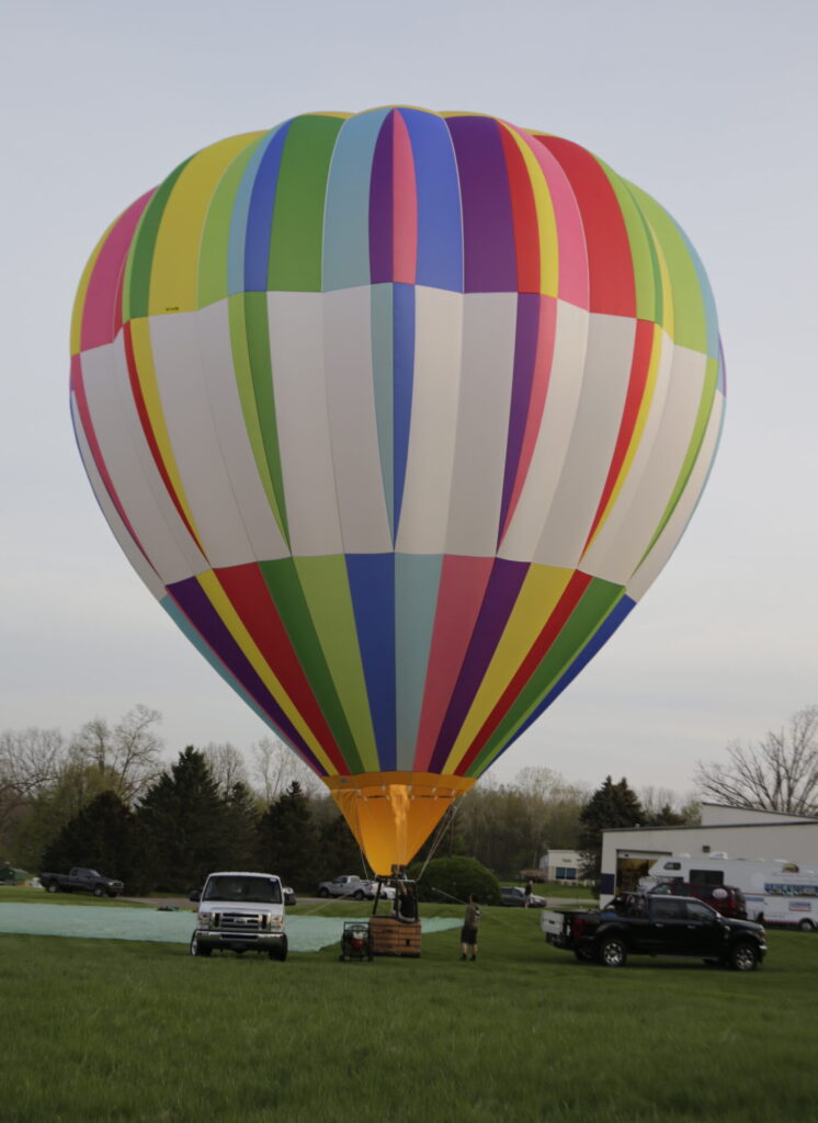 Cameron C-100 hot air balloon inflated on ground