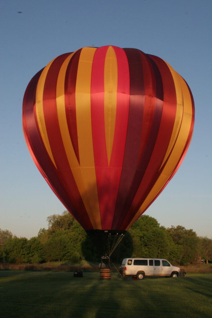 Cameron C-100 hot air balloon inflated on ground