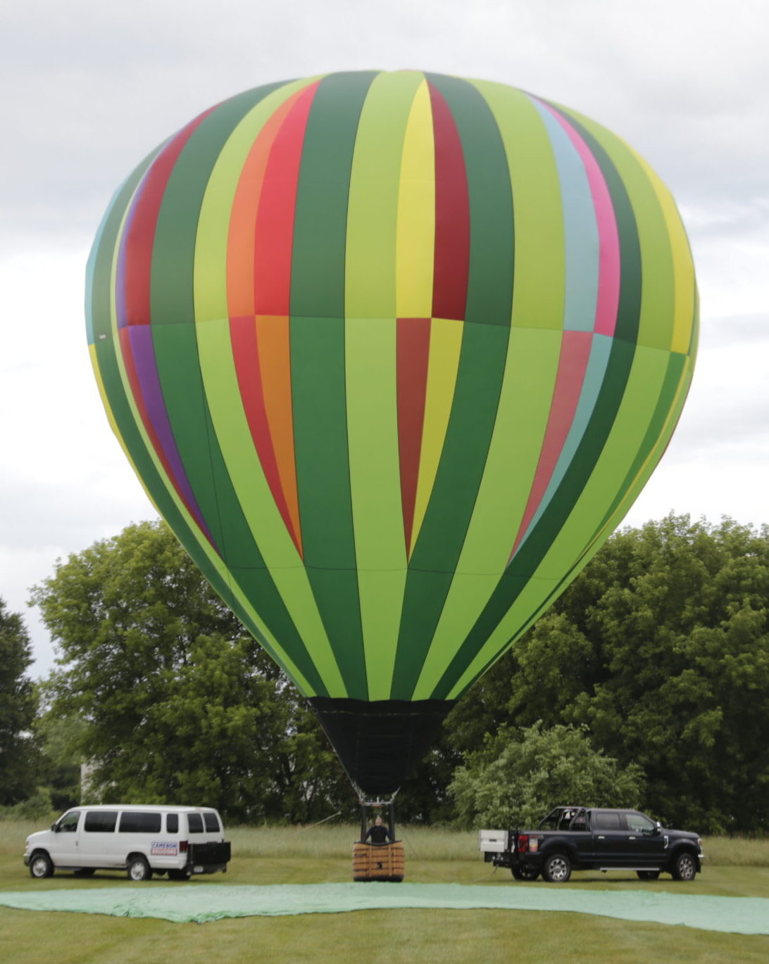 Cameron C-80 hot air balloon inflated on ground
