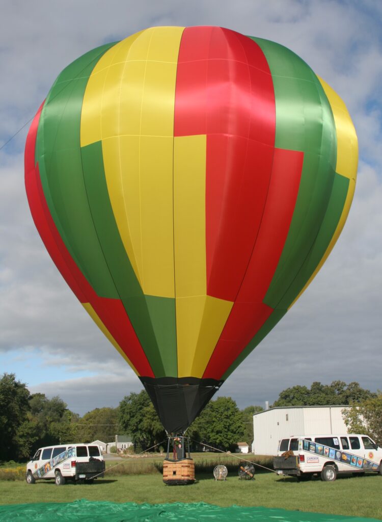 Cameron C-80 hot air balloon inflated on ground