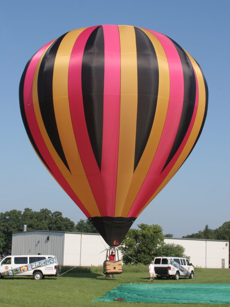 Cameron C-80 hot air balloon inflated on ground