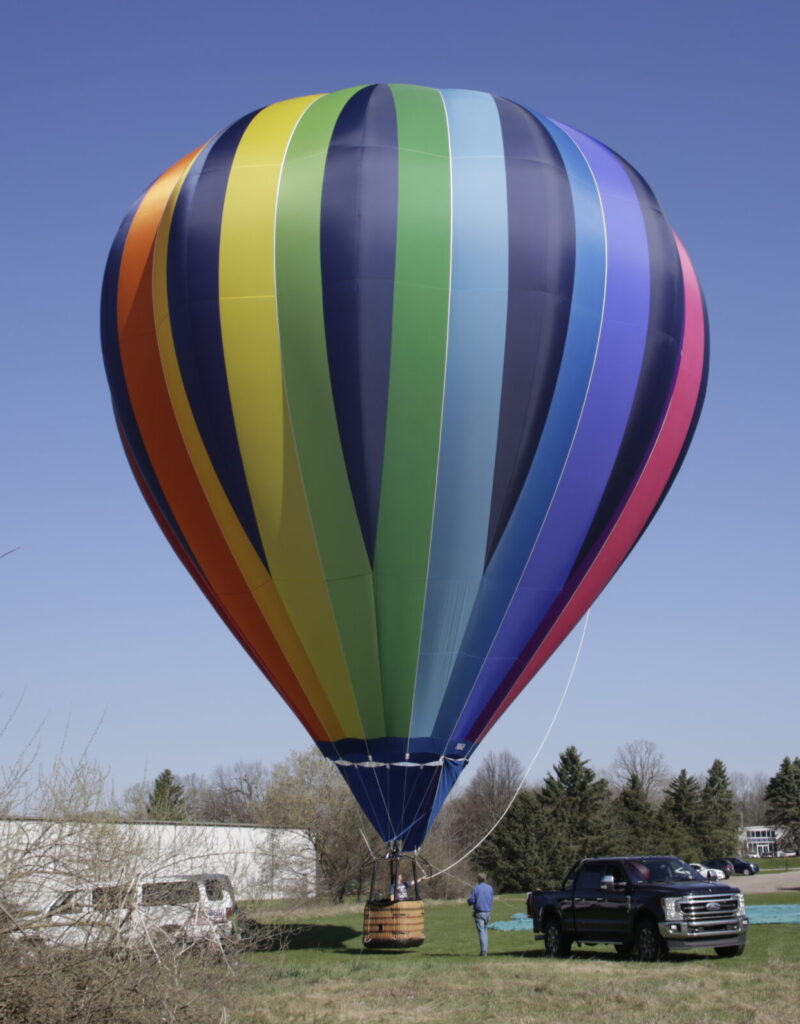Cameron C-80 hot air balloon inflated on ground