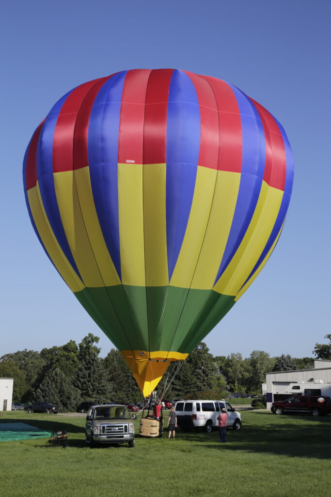Cameron C-80 hot air balloon inflated on ground