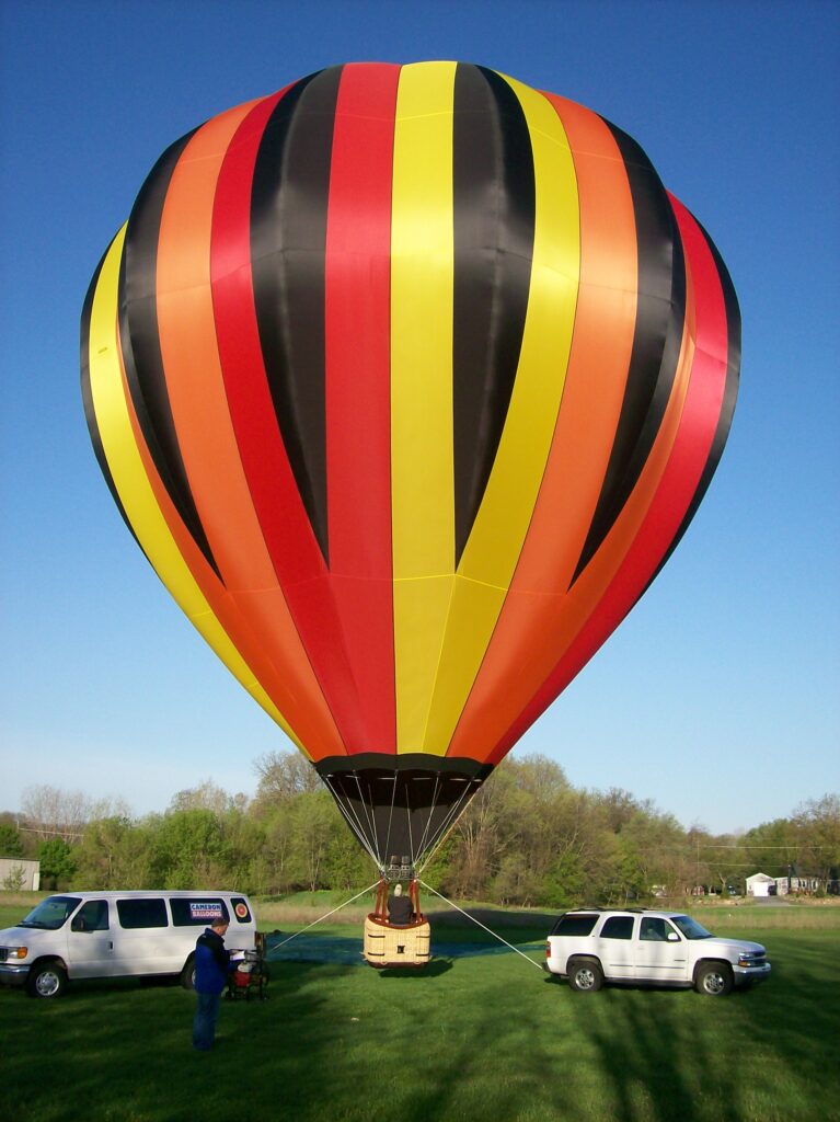 Cameron C-80 hot air balloon inflated on ground