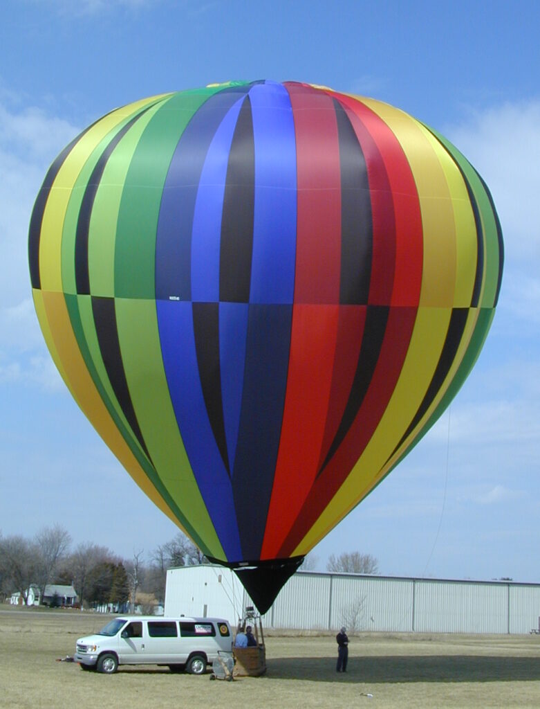 Cameron C-80 hot air balloon inflated on ground