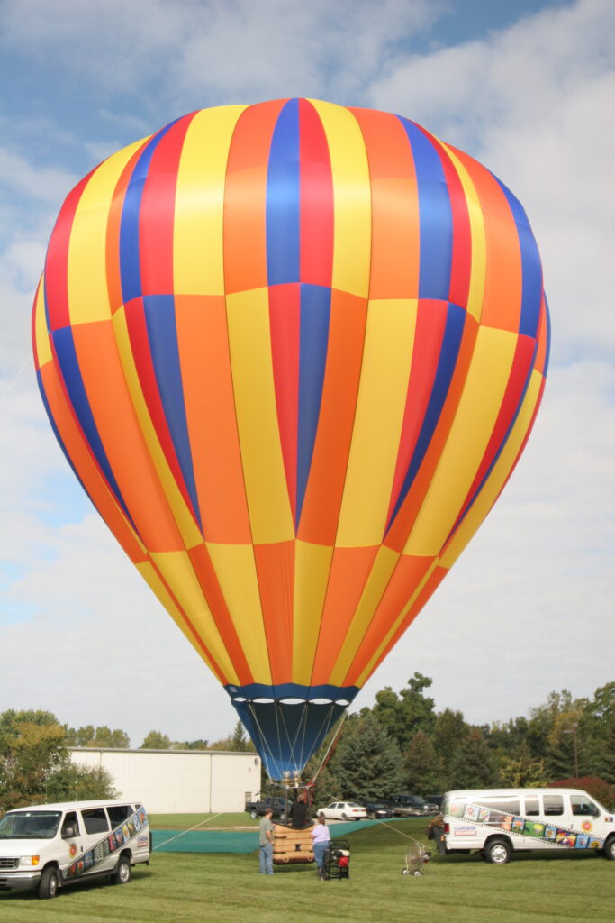 Cameron C-80 hot air balloon inflated on ground