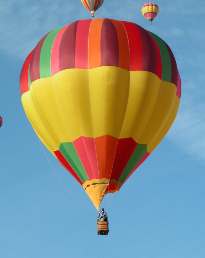 Cameron C-80 hot air balloon in flight over Albuquerque