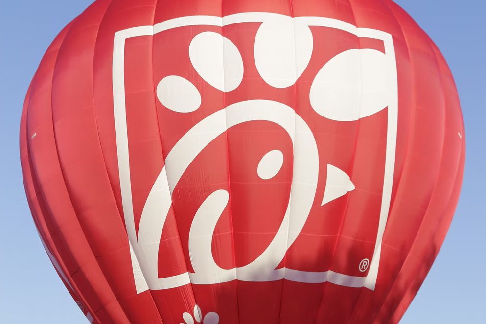 Inlayed Chick-fil-A logo on a Cameron Z-77 hot air balloon