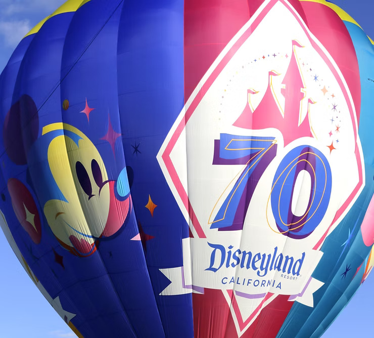 Custom printed inkjet artwork for Disneyland Resort's 70th Anniversary on a Cameron Z-90 hot air balloon