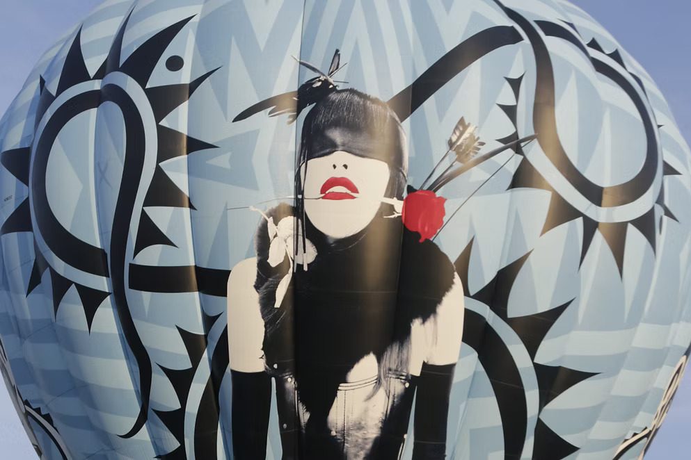 Printed inkjet art from Virgil Ortiz for Heritage Hotels on a Cameron Z-105 hot air balloon