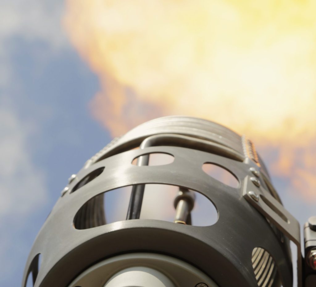 Cameron Neo hot air balloon burners burning into the sky