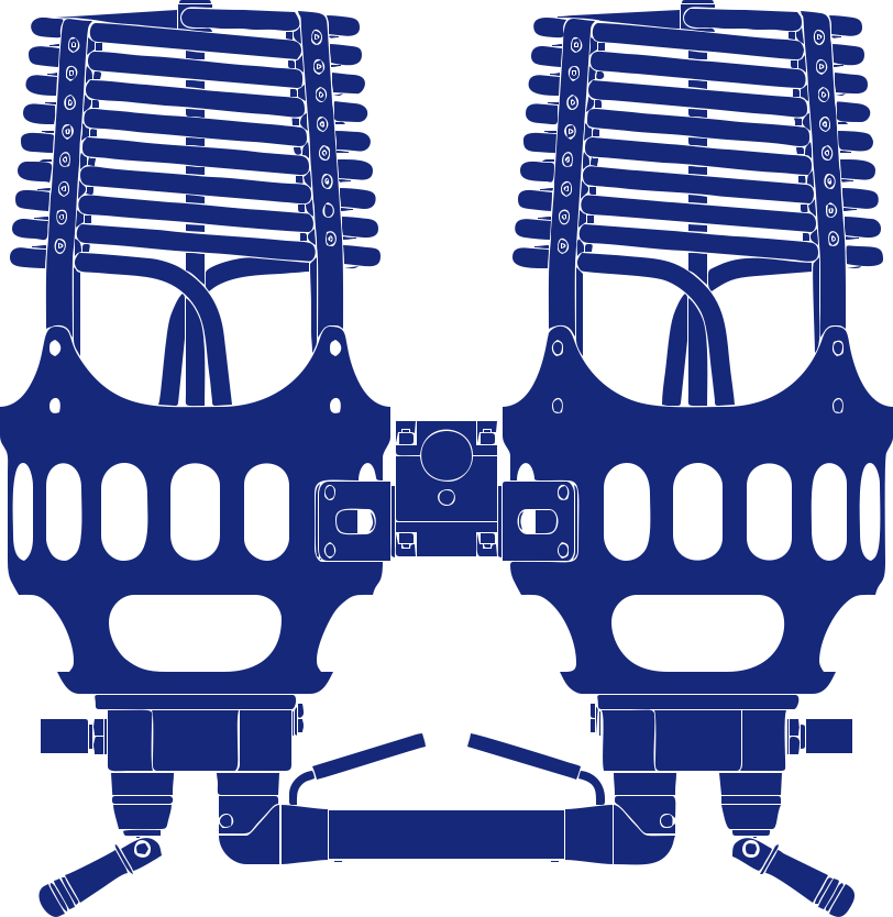 2D graphic of Cameron Neo double hot air balloon burners