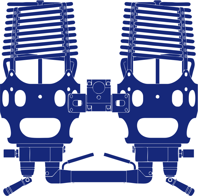 2D graphic of Cameron Neo Mini double hot air balloon burners