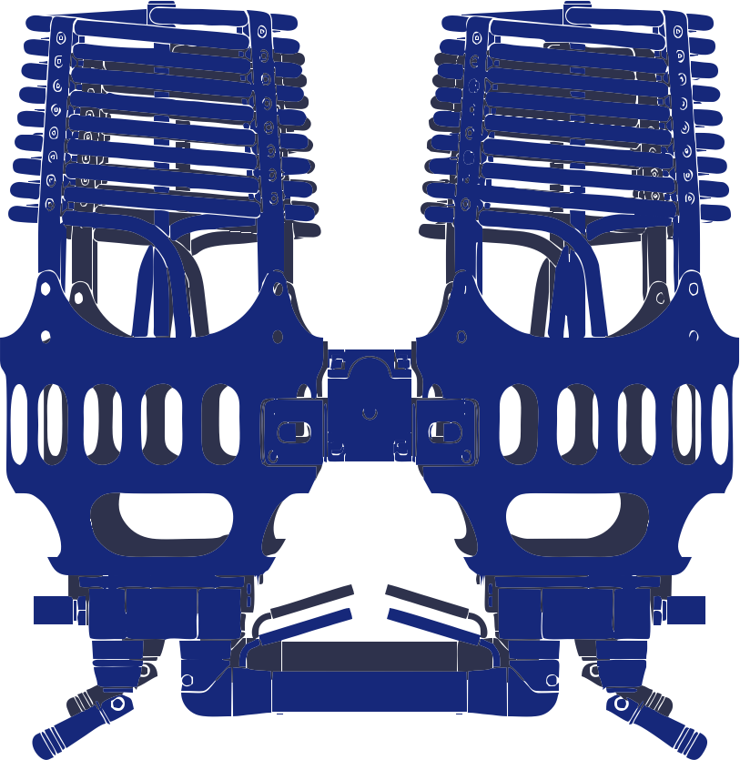 2D graphic of Cameron Neo quad hot air balloon burners