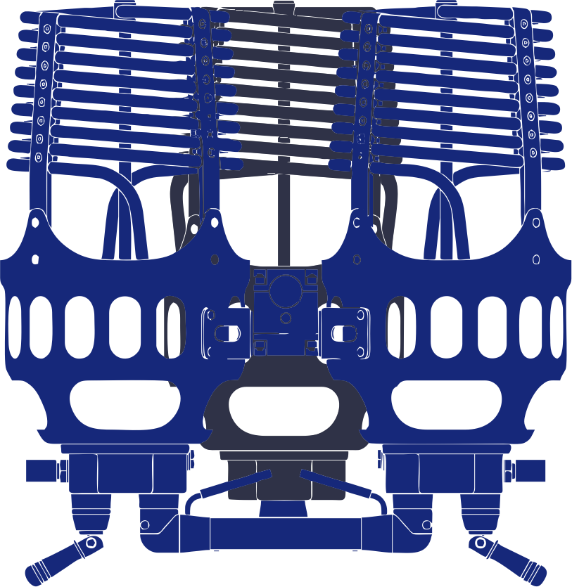 2D graphic of Cameron Neo triple hot air balloon burners
