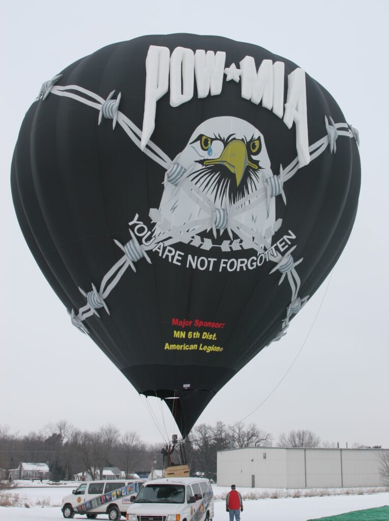 Cameron N-105 hot air balloon with custom POW-MIA branding