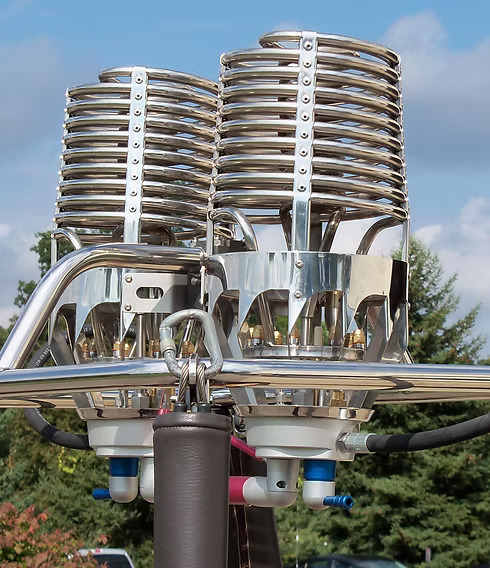 Side view of Cameron SaFire hot air balloon burners