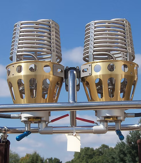 Side view of a set of Cameron Stratus hot airballoon burners