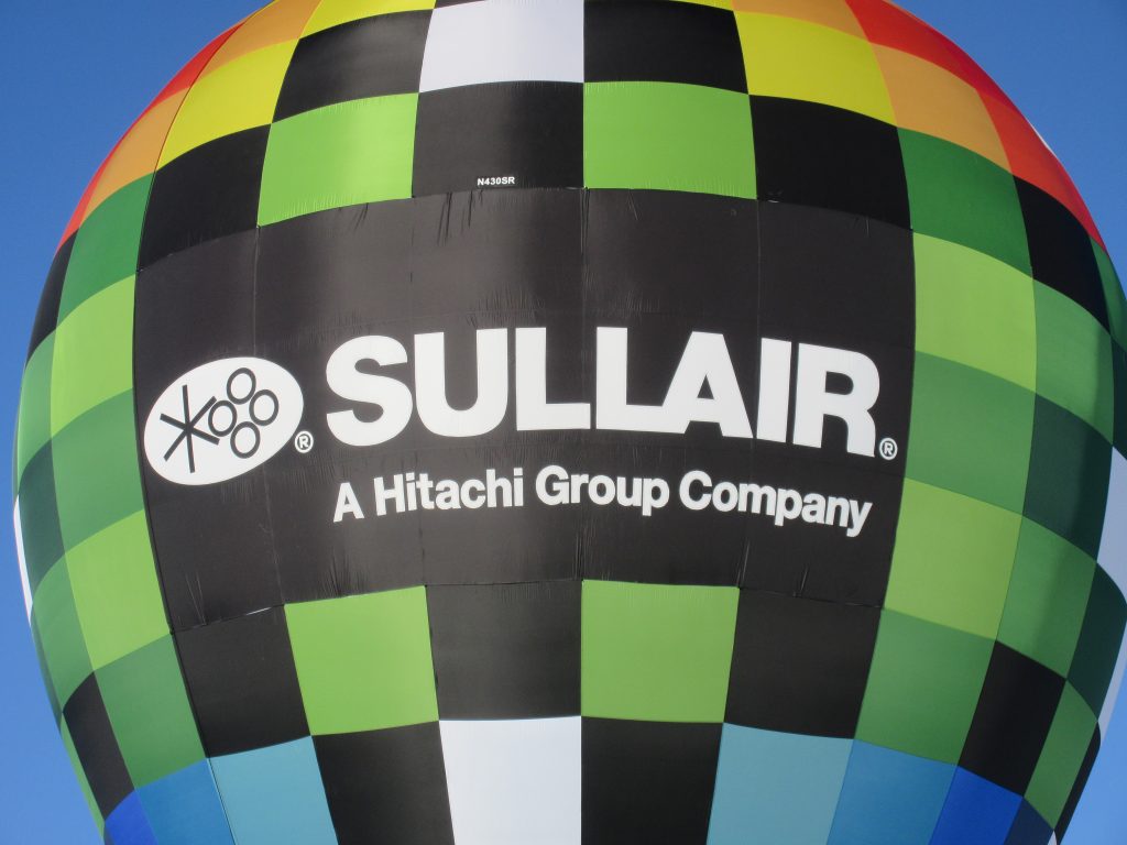 Cameron ZL-65 racer hot air balloon with Sullair custom branding