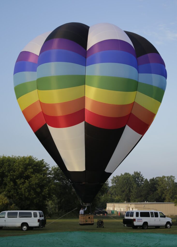 Cameron V-90 hot air balloon tethered on ground