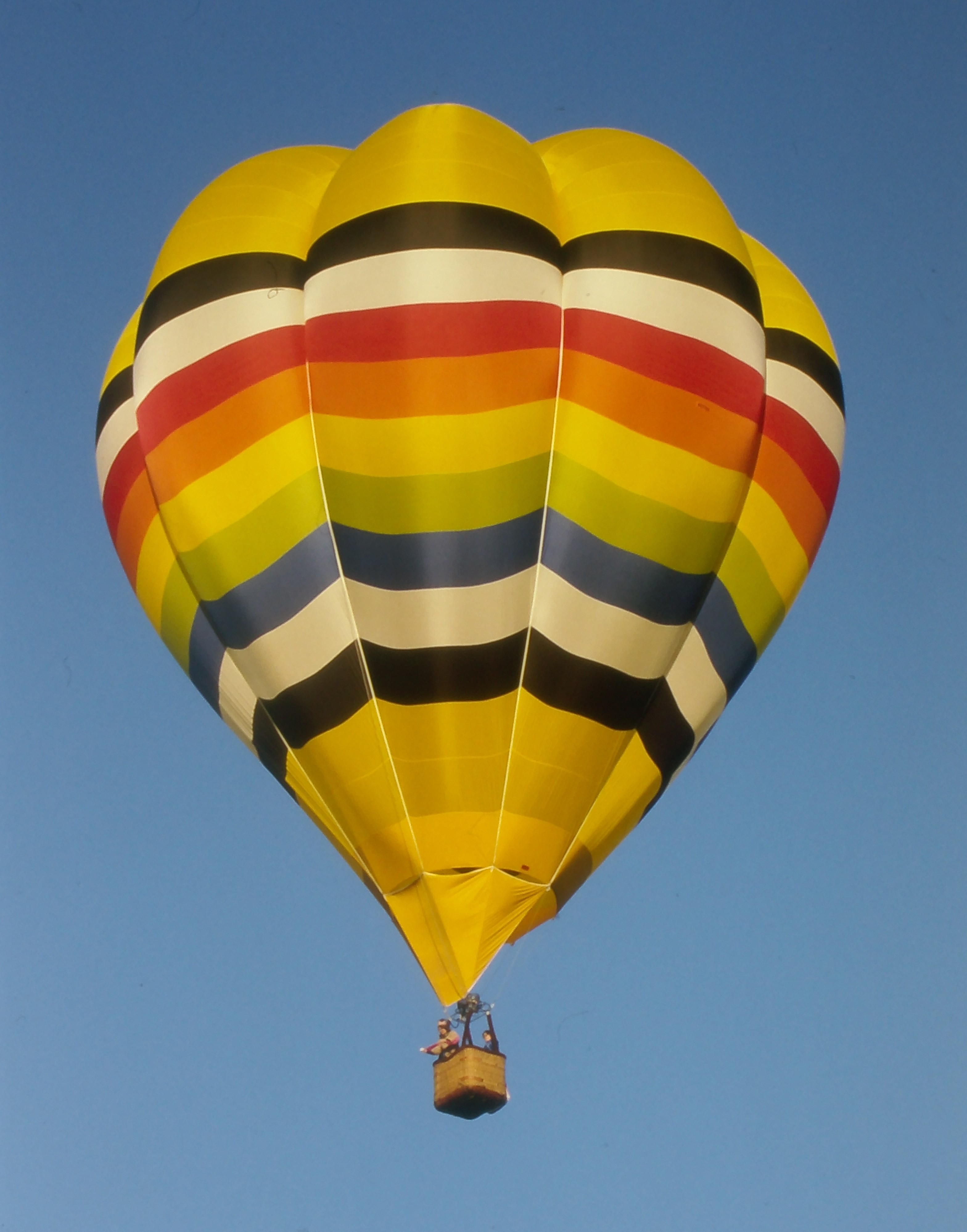 Cameron V-type hot air balloon in flight over Michigan