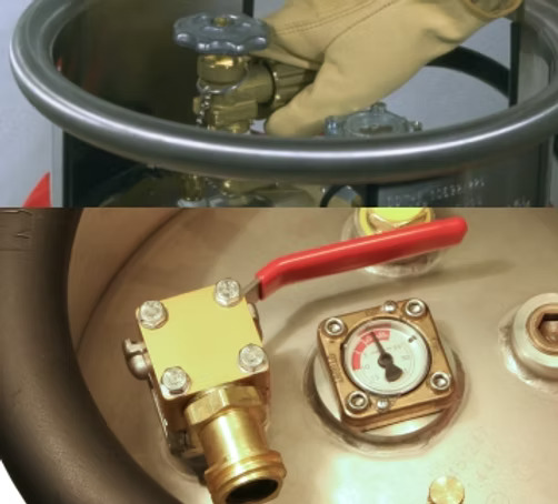 Comparison between hand-turn valves and quick-shut-off valves on Cameron propane tanks